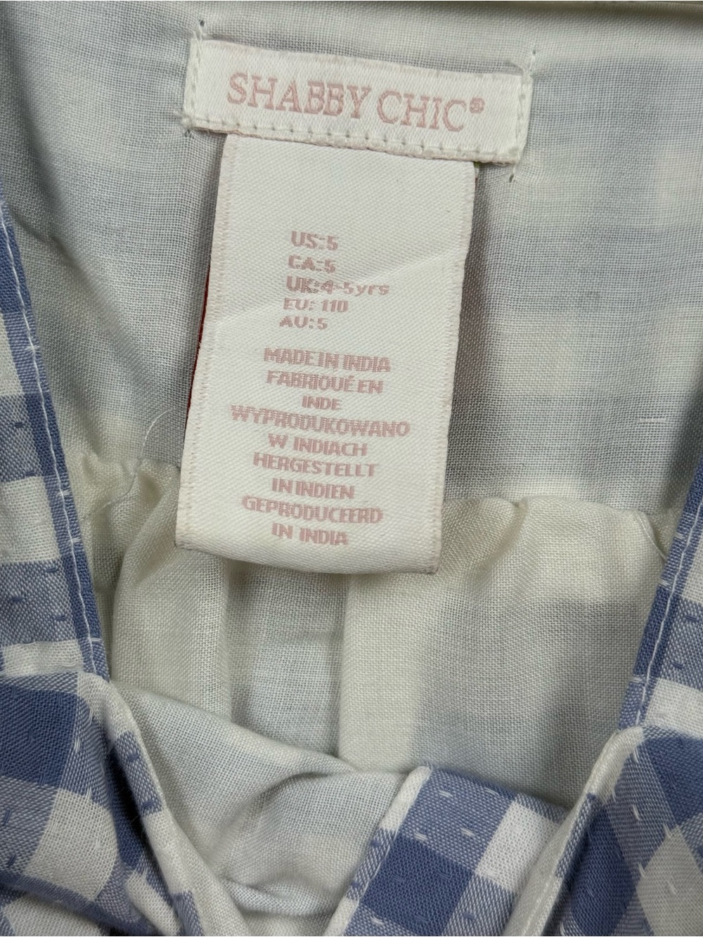 Shabby Chic Blue Gingham Ruffle Dress Girls Cotton Size 5 - Picture 4 of 6